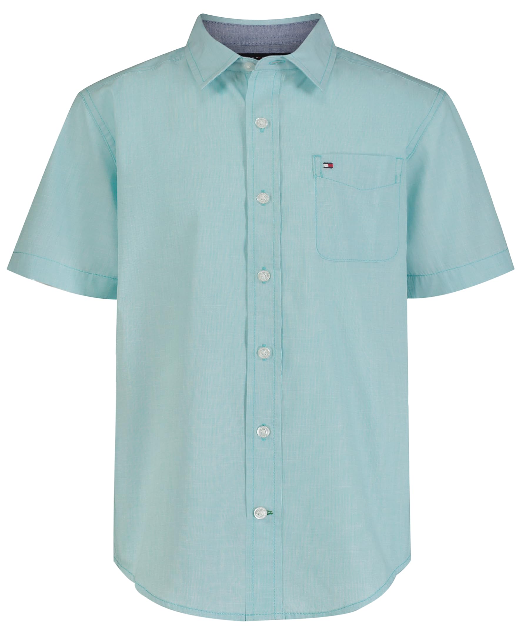 Tommy Hilfiger Boy's Short Sleeve Blue Skies Plaid Shirt (Big Kids)